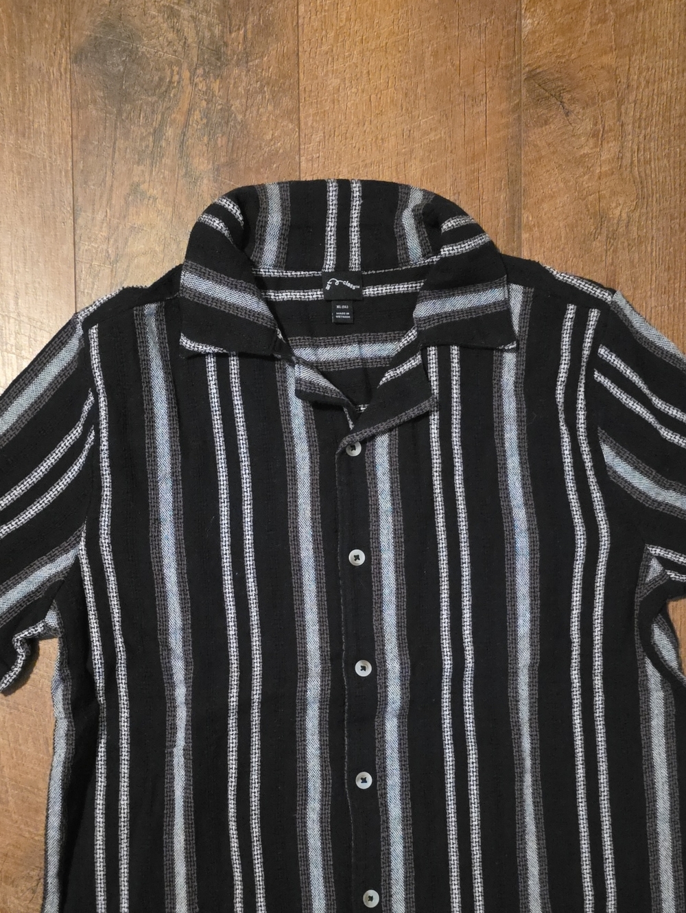 Boys Short Sleeve Woven Striped Button-Down Shirt
